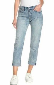 Lucky Brand Sienna Slim Boyfriend Printed Folded Raw Edge Crop Denim Jeans 8