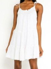 Olivaceous Tie Straps Tiered Swing Dress White Size Medium NWT