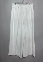 ASOS Design Palazzo Pants Women's 32x32 White High Rise Pockets Zip Flowy New