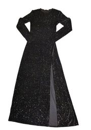 Reformation Black Sparkle Long Sleeves  Maxi Dress Size S