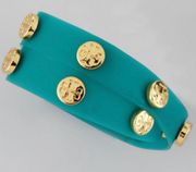 ⭐️NEW⭐️ AUTHENTIC:  LOGO-STUDDED JELLY WRAP TURQUOISE BRACELET