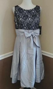 NEW Sangria Black Lace & Silver Modcloth Sleeveless Party Cocktail Dress Size 12