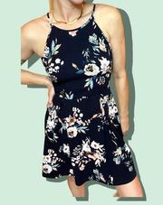 Soprano for women’s medium, navy and floral skater halter dress.