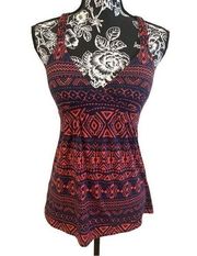 Tank top Aztec Racerback Braided Pattern Strappy Crossback