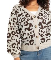 Eloquii Animal Print Button Front Cardigan