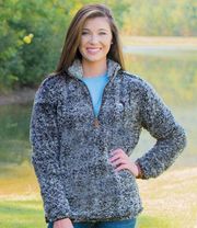 Heathered Quarter Zip Sherpa Pullover in Phantom Grey Size Small