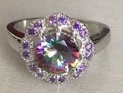 New Rainbow Mystic Topaz & Amethyst 925Ring Size 7