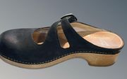 Black Leather Britney Clogs Size 7.5 8