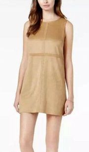 KENSIE Brown Faux Suede Sleeveless Jewel Neck Micr