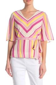 Lilac Multi Colored Striped Blouse