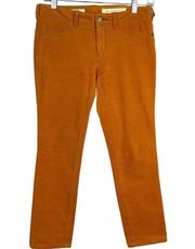 Pilcro and the Letterpress Pants Women's Size 26P Orange Corduroy Serif Skinny