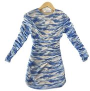 Just Drew Women's XS - S Fitted Cloud Mini Dress Long Sleeve Blue Bodycon