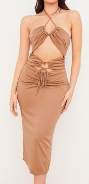 Kasia Caramel Cutout Midi Dress