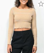 Daisy Street Exposed Hem Long Sleeve Cropped Shirt