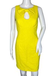 Trina Turk Dress Womens 2 Yellow Mini Dress Bow Open Back Feminine Colorful