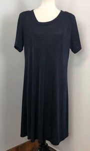 Vintage Hanes Collection Polyester Midi Shirt Dress Asymmetrical Neck Large