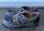SPRING STEP Leopard Calf Hair Leather Sneaker Size 8.5