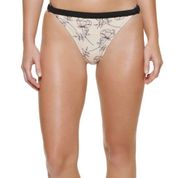 NWT Calvin Klein Logo Ring Printed Bikini Bottoms Cream Multi