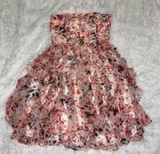 White House Black Market Pink and White Strapless Dress Wedding Guest Dress SZ 4