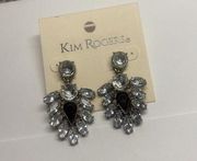 NWT Kim Rogers Pierced Dangle Drop Earrings Gold Tone Metal Rhinestone