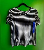 Nautica Bow Sleeve NWT Tee Shirt Tshirt Navy White Stripe Size Large