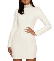 NWT  White Long Sleeve Mini Dress With Faux Diamond Collar ( S )