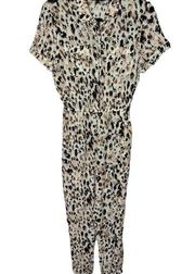 Olivaceous Leopard Print Short Sleeve Jumpsuit Women's Size Small