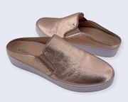 Dakota Metallic Pink Rose Gold Leather Slip On Backless Mule Loafer 9