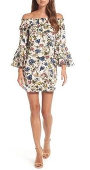 MISA Los Angeles Amal Multicolor Floral Off the Shoulder Ruffle Mini Dress Sz XS