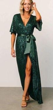 NWT Baltic Born Mauricia Sequin Maxi Gown Emerald PLEASE READ- Still Full Price