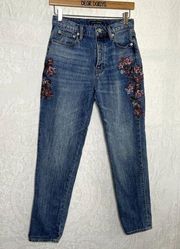 Lucky Brand High Rise Mom Drew Floral Jeans