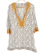 Calypso St Barth Womens Paisley Embroidered Swim Beach Cover Up Blouse Size S