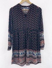 Earthbound Bohemian Black Tunic Shirtdress Large Rayon