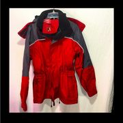 VINTAGE Marlboro SM Hooded Heavy Red/Gray Windbreaker Rain Coat Jacket Fishing.