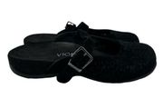 Vionic Lidia Mary Jane Clog Mule Black Leather Laser Cut Shoes Slip On Size 6