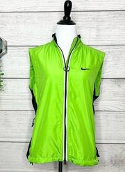 Nike  Vintage Neon Green Reflective Sleeveless Windbreaker Vest Size Medium