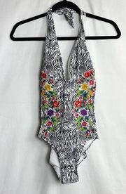 JOHNNY WAS Spring Halter Embroidered One Piece Swimsuit NWT in XS