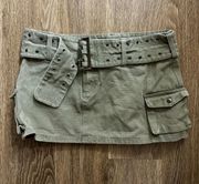 Green Cargo Mini Skirt