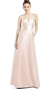Pink Satin Twill Bridal Maxi Sleeveless Dress