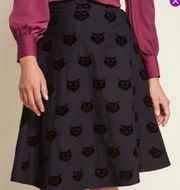Black Cat Print Skirt
