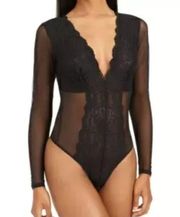 INC International Concepts Lace Bodysuit in Black Size XXL NWT