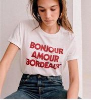 Sezane Bonjour Amour Bordeaux Graphic Tee Size Medium