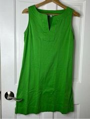 NEW York & Company split neck shift dress 100% cotton green size Medium.