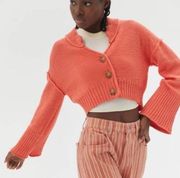 Urban Outfitters  BDG Orange Cropped Button Front Flare Sleeve Cardigan