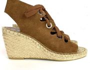 Ash Patty Suede Lace Up Espadrille Wedge Ankle Strap Cutouts Brown Size 41