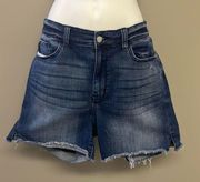 Judy Blue Dark Wash Cotton Blend Distressed Jean Shorts Style JB15228DK- 1XL