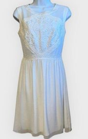 Gianni Bini Stunning Pure White Chiffon Dress  Lace Overlay NWOT 2