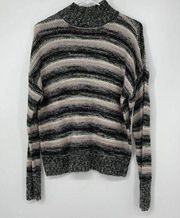 PINK REPUBLIC CHARCOAL STRIPE LIGHTWEIGHT LONG SLEEVE SWEATER SMALL