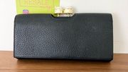 Ted Baker black leather bobble martinee pearl clasp large wallet