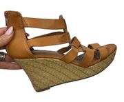 960-Brash Noah Brown Strappy Caged High Wedge Sandals